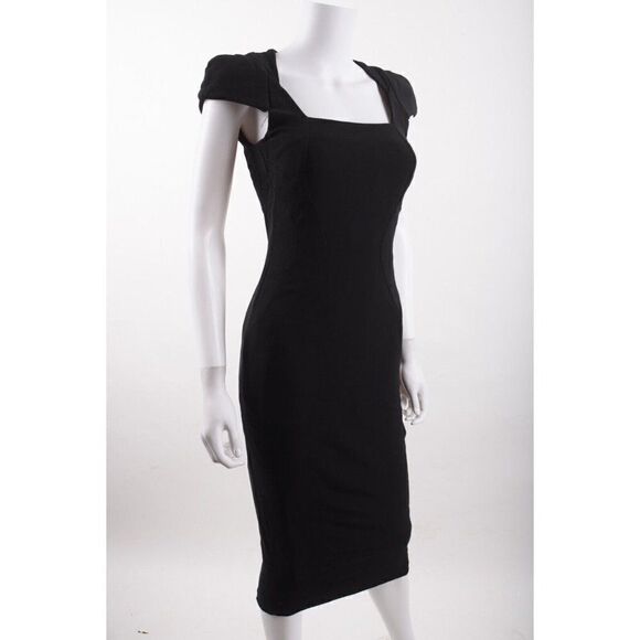 Antonio Berardi Womens Midi Cocktail Dress Black Sz 40 US 4 XS Fitted Pencil - Picture 2 of 6